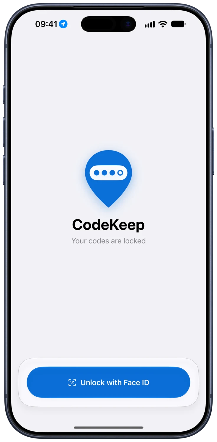 CodeKeep locked, asking for Face ID
